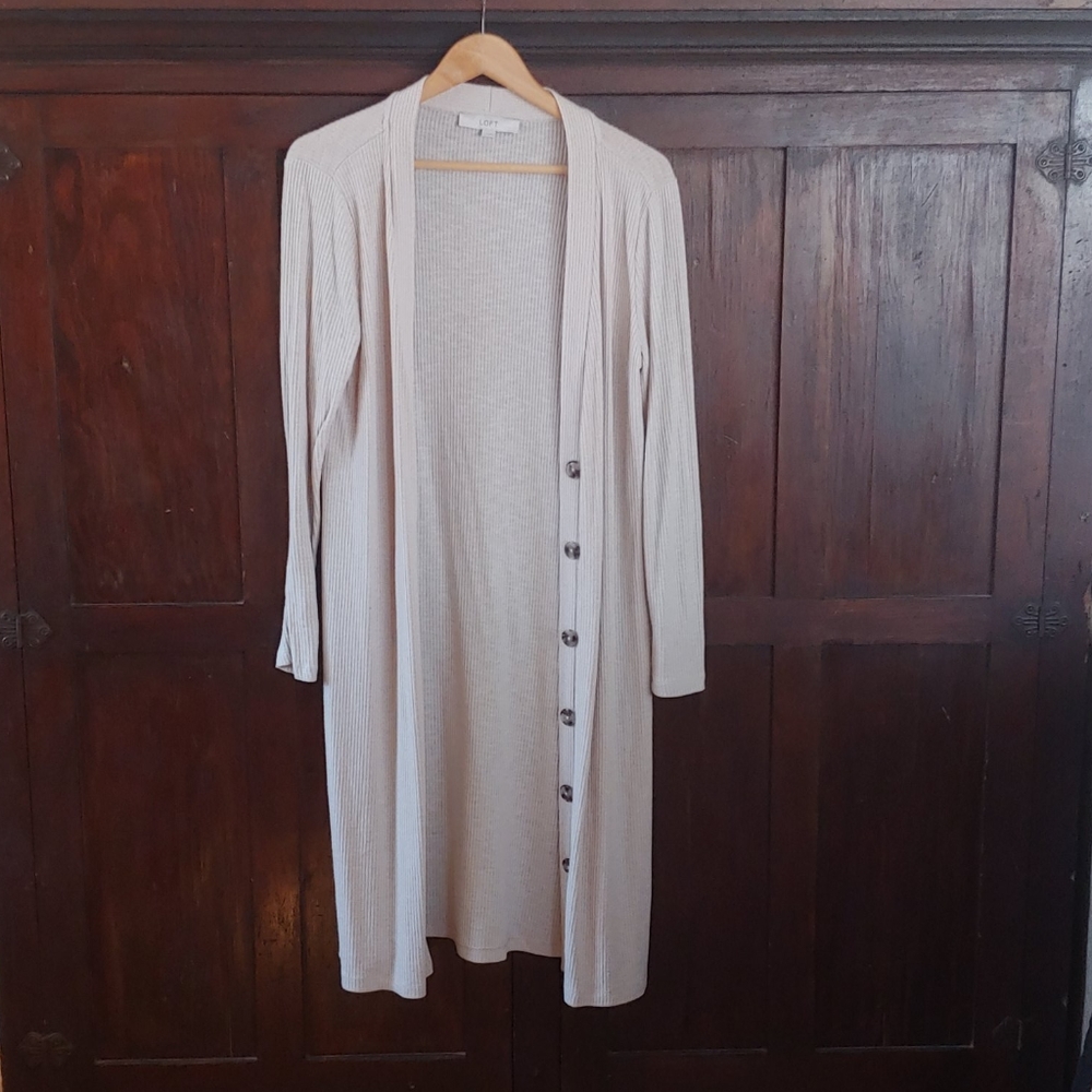 Loft Long Ribbed Cardigan